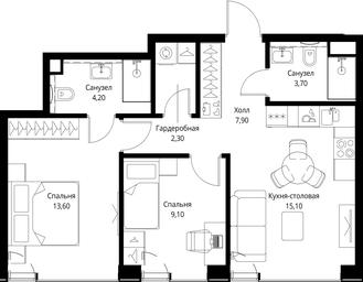 2-BD Apartment Sale, 55.9 sq. m. at VEER, Vereyskaya Street, Moscow, Russia #3