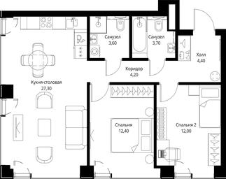 2-BD Apartment Sale, 67.6 sq. m. at VEER, Vereyskaya Street, Moscow, Russia #3 2-BD Apartment Sale, 67.6 sq. m. at VEER, Vereyskaya Street, Moscow, Russia #3