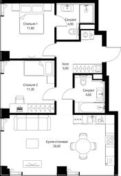 2-BD Apartment Sale, 69.1 sq. m. at VEER, Vereyskaya Street, Moscow, Russia #4
