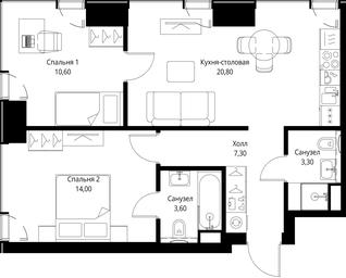 2-BD Apartment Sale, 59.6 sq. m. at VEER, Vereyskaya Street, Moscow, Russia #2 2-BD Apartment Sale, 59.6 sq. m. at VEER, Vereyskaya Street, Moscow, Russia #2