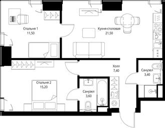 2-BD Apartment Sale, 62.6 sq. m. at VEER, Vereyskaya Street, Moscow, Russia #2 2-BD Apartment Sale, 62.6 sq. m. at VEER, Vereyskaya Street, Moscow, Russia #2