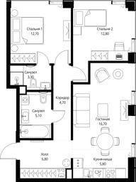 2-BD Apartment Sale, 67.9 sq. m. at VEER, Vereyskaya Street, Moscow, Russia #3 2-BD Apartment Sale, 67.9 sq. m. at VEER, Vereyskaya Street, Moscow, Russia #3