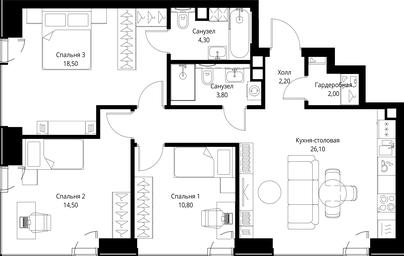 3-BD Apartment Sale, 82.2 sq. m. at VEER, Vereyskaya Street, Moscow, Russia #2 3-BD Apartment Sale, 82.2 sq. m. at VEER, Vereyskaya Street, Moscow, Russia #2