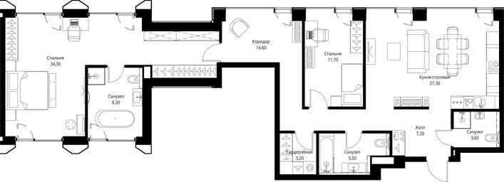 2-BD Apartment Sale, 115.7 sq. m. at VEER, Vereyskaya Street, Moscow, Russia #3 2-BD Apartment Sale, 115.7 sq. m. at VEER, Vereyskaya Street, Moscow, Russia #3