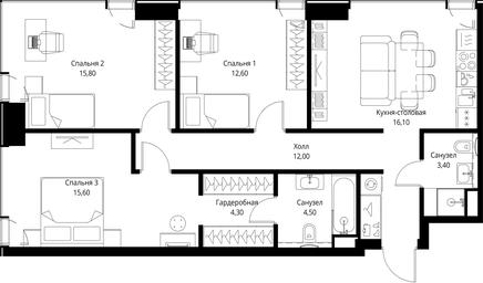3-BD Apartment Sale, 84.3 sq. m. at VEER, Vereyskaya Street, Moscow, Russia #2 3-BD Apartment Sale, 84.3 sq. m. at VEER, Vereyskaya Street, Moscow, Russia #2