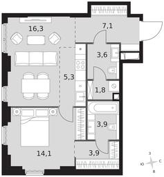 2-BD Apartment Sale, 56平方米 at Sydney City, Shenogina Street, 2, Moscow, Russia #3 2-BD Apartment Sale, 56平方米 at Sydney City, Shenogina Street, 2, Moscow, Russia #3