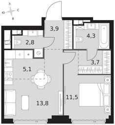 2-BD Apartment Sale, 45.1平方米 at Sydney City, Shenogina Street, 2, Moscow, Russia #3 2-BD Apartment Sale, 45.1平方米 at Sydney City, Shenogina Street, 2, Moscow, Russia #3