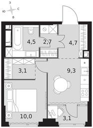 1-BD Apartment Sale, 37.4 sq. m. at Sydney City, Shenogina Street, 2, Moscow, Russia #3
