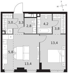 2-BD Apartment Sale, 49.7平方米 at Sydney City, Shenogina Street, 2, Moscow, Russia #3 2-BD Apartment Sale, 49.7平方米 at Sydney City, Shenogina Street, 2, Moscow, Russia #3