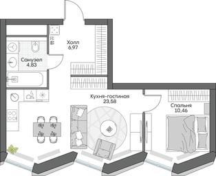 1-BD Apartment Sale, 45.96 sq. m. at Dom na naberezhnoy INSIDER (Insayder), Avtozavodskaya Street, Moscow, Russia #3 1-BD Apartment Sale, 45.96 sq. m. at Dom na naberezhnoy INSIDER (Insayder), Avtozavodskaya Street, Moscow, Russia #3