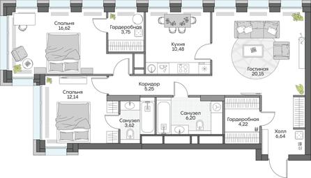 3-BD Apartment Sale, 89.46平方米 at Dom na naberezhnoy INSIDER (Insayder), Avtozavodskaya Street, Moscow, Russia #4