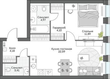 1-BD Apartment Sale, 36.61平方米 at Dom na naberezhnoy INSIDER (Insayder), Avtozavodskaya Street, Moscow, Russia #2