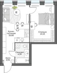 1-BD Apartment Sale, 38.17 sq. m. at Dom na naberezhnoy INSIDER (Insayder), Avtozavodskaya Street, Moscow, Russia #4