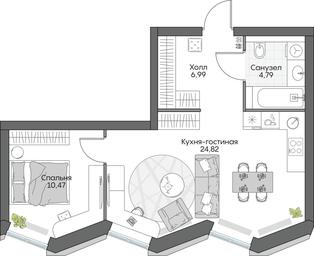 1-BD Apartment Sale, 38.17 sq. m. at Dom na naberezhnoy INSIDER (Insayder), Avtozavodskaya Street, Moscow, Russia #2