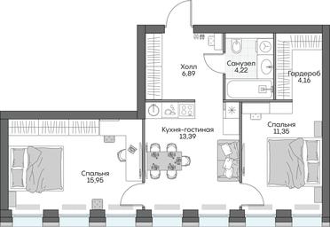 2-BD Apartment Sale, 75.15平方米 at Dom na naberezhnoy INSIDER (Insayder), Avtozavodskaya Street, Moscow, Russia #2