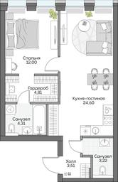 1-BD Apartment Sale, 52.35 sq. m. at Dom na naberezhnoy INSIDER (Insayder), Avtozavodskaya Street, Moscow, Russia #4