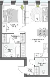 1-BD Apartment Sale, 52.35 sq. m. at Dom na naberezhnoy INSIDER (Insayder), Avtozavodskaya Street, Moscow, Russia #3