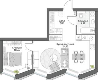 1-BD Apartment Sale, 47.17 sq. m. at Dom na naberezhnoy INSIDER (Insayder), Avtozavodskaya Street, Moscow, Russia #3 1-BD Apartment Sale, 47.17 sq. m. at Dom na naberezhnoy INSIDER (Insayder), Avtozavodskaya Street, Moscow, Russia #3