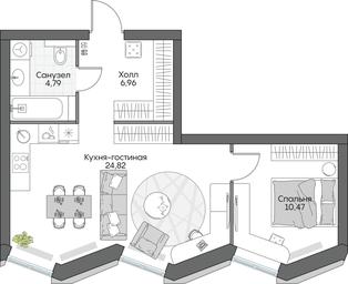 1-BD Apartment Sale, 47.15 sq. m. at Dom na naberezhnoy INSIDER (Insayder), Avtozavodskaya Street, Moscow, Russia #4