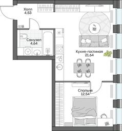 1-BD Apartment Sale, 38.23 sq. m. at Dom na naberezhnoy INSIDER (Insayder), Avtozavodskaya Street, Moscow, Russia #2