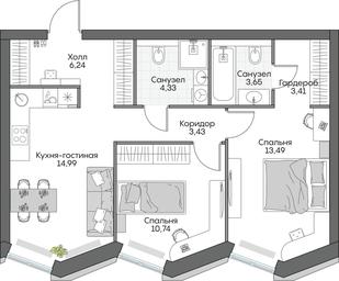 2-BD Apartment Sale, 60.52 sq. m. at Dom na naberezhnoy INSIDER (Insayder), Avtozavodskaya Street, Moscow, Russia #3
