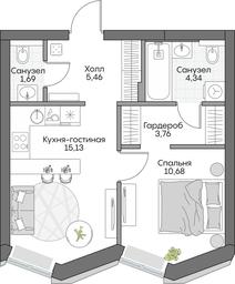 1-BD Apartment Sale, 48.44 sq. m. at Dom na naberezhnoy INSIDER (Insayder), Avtozavodskaya Street, Moscow, Russia #4
