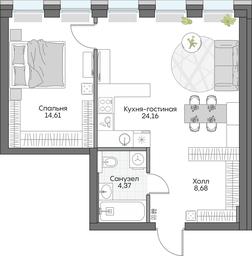 1-BD Apartment Sale, 50.54平方米 at Dom na naberezhnoy INSIDER (Insayder), Avtozavodskaya Street, Moscow, Russia #4