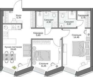 2-BD Apartment Sale, 60.52 sq. m. at Dom na naberezhnoy INSIDER (Insayder), Avtozavodskaya Street, Moscow, Russia #4
