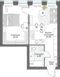 1-BD Apartment Sale, 38.23 sq. m. at Dom na naberezhnoy INSIDER (Insayder), Avtozavodskaya Street, Moscow, Russia #3