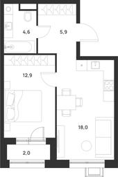 1-BD Apartment Sale, 42.4 sq. m. at Газопровод, Sosenskoye Settlement, Moscow, Russia #4