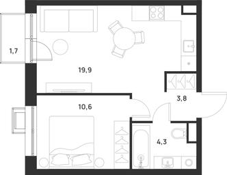 1-BD Apartment Sale, 39.1 sq. m. at Газопровод, Sosenskoye Settlement, Moscow, Russia #4