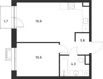 1-BD Apartment Sale, 39.1 sq. m. at Газопровод, Sosenskoye Settlement, Moscow, Russia #3