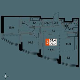 3-BD Apartment Sale, 77.9平方米 at Rotterdam, Varshavskoye Highway, 37Ак1с2, Moscow, Russia #2 3-BD Apartment Sale, 77.9平方米 at Rotterdam, Varshavskoye Highway, 37Ак1с2, Moscow, Russia #2