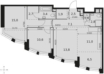3-BD Apartment Sale, 77.9平方米 at Rotterdam, Varshavskoye Highway, 37Ак1с2, Moscow, Russia #4