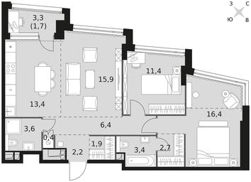 3-BD Apartment Sale, 79.4平方米 at Rotterdam, Varshavskoye Highway, 37Ак1с2, Moscow, Russia #3 3-BD Apartment Sale, 79.4平方米 at Rotterdam, Varshavskoye Highway, 37Ак1с2, Moscow, Russia #3