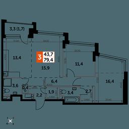 3-BD Apartment Sale, 79.4平方米 at Rotterdam, Varshavskoye Highway, 37Ак1с2, Moscow, Russia #2 3-BD Apartment Sale, 79.4平方米 at Rotterdam, Varshavskoye Highway, 37Ак1с2, Moscow, Russia #2