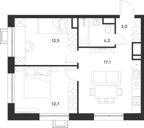 1-BD Apartment Sale, 49.5 sq. m. at Газопровод, Sosenskoye Settlement, Moscow, Russia #4
