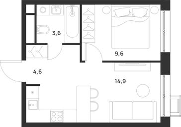 1-BD Apartment Sale, 32.7平方米 at Газопровод, Sosenskoye Settlement, Moscow, Russia #4