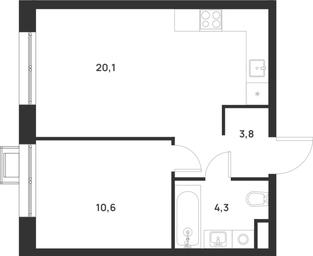 1-BD Apartment Sale, 38.8 sq. m. at Газопровод, Sosenskoye Settlement, Moscow, Russia #3 1-BD Apartment Sale, 38.8 sq. m. at Газопровод, Sosenskoye Settlement, Moscow, Russia #3