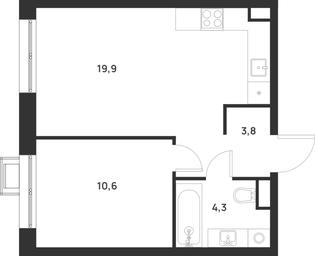 1-BD Apartment Sale, 38.6 sq. m. at Газопровод, Sosenskoye Settlement, Moscow, Russia #3 1-BD Apartment Sale, 38.6 sq. m. at Газопровод, Sosenskoye Settlement, Moscow, Russia #3