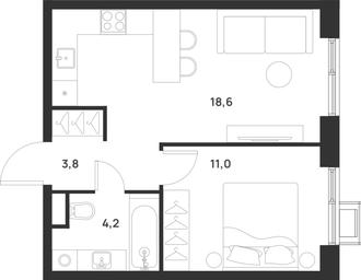 1-BD Apartment Sale, 37.6 sq. m. at Газопровод, Sosenskoye Settlement, Moscow, Russia #4