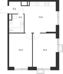 1-BD Apartment Sale, 52.9 sq. m. at Газопровод, Sosenskoye Settlement, Moscow, Russia #3