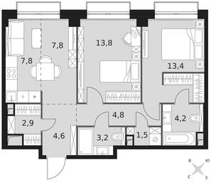 2-BD Apartment Sale, 64 sq. m. at Sydney City, Shenogina Street, 2, Moscow, Russia #3