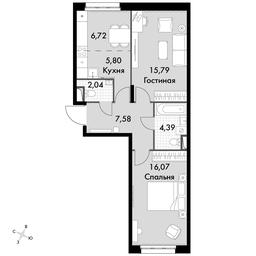 3-BD Apartment Sale, 58.39 sq. m. at Dvizhenie. Govorovo, Центральная улица, 47, деревня Говорово, поселение Московский, Москва, Россия #3