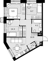 2-BD Apartment Sale, 62.7平方米 at Malevich, Otradnaya Street, 8, Moscow, Russia #4