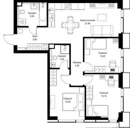 3-BD Apartment Sale, 75.1平方米 at Multikvartal CITYZEN, Vishnyovaya Street, Moscow, Russia #3 3-BD Apartment Sale, 75.1平方米 at Multikvartal CITYZEN, Vishnyovaya Street, Moscow, Russia #3
