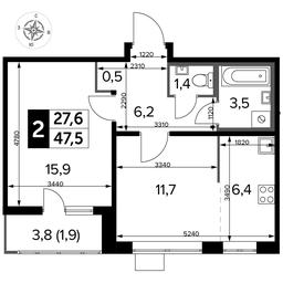 2-BD Apartment Sale, 47.5 sq. m. at Pervyi Lermontovskiy, zhiloy kompleks 1-y Lermontovskiy, Lyubertsy, Moscow Region, Russia #4