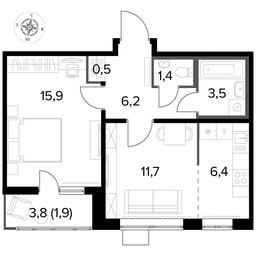 2-BD Apartment Sale, 47.5 sq. m. at Pervyi Lermontovskiy, zhiloy kompleks 1-y Lermontovskiy, Lyubertsy, Moscow Region, Russia #3