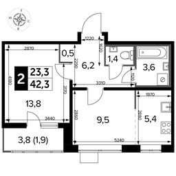 2-BD Apartment Sale, 42.3 sq. m. at Pervyi Lermontovskiy, zhiloy kompleks 1-y Lermontovskiy, Lyubertsy, Moscow Region, Russia #2 2-BD Apartment Sale, 42.3 sq. m. at Pervyi Lermontovskiy, zhiloy kompleks 1-y Lermontovskiy, Lyubertsy, Moscow Region, Russia #2