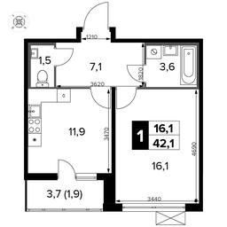 1-BD Apartment Sale, 42.2 sq. m. at Pervyi Leningradskiy, Pervy Leningradskiy Residential Complex, Moscow, Russia #2 1-BD Apartment Sale, 42.2 sq. m. at Pervyi Leningradskiy, Pervy Leningradskiy Residential Complex, Moscow, Russia #2